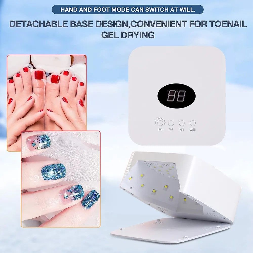 30-LED UV Nail Dryer Lamp with LCD Screen - Rechargeable for Gel Manicure