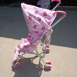 Pink Bears And Flower Baby Stroller With Bonnet