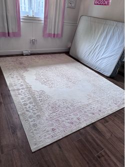 White and Pink Area Rug