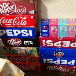 Soda Soda Soda. DR PEPPER, COCA COLA, MOUNTAIN DEW, PEPSI, RED BULL