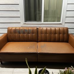 81.5" Faux Leather Convertible Sofa Bed (Has peeling)