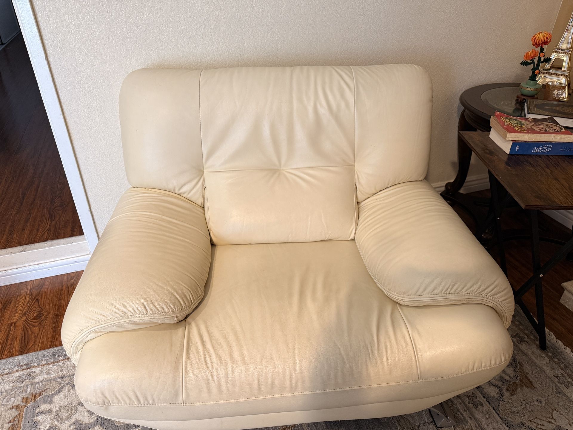 White leather couch single