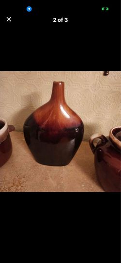 Ceramic Glazed Vase Brown Drip