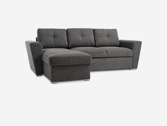 NEW - Sofa bed chaise longue VEJLBY dark grey fabric