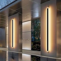2Pack 71inch Outdoor Modern LED Wall Light,55W Waterproof IP65 Warm White 3000K 120V led Wall Lighting Fixture Rectangular Black Wall Lights Elegant F