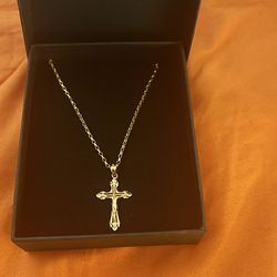 20 inch 10k rolo link w/ 10k crucifix pendant
