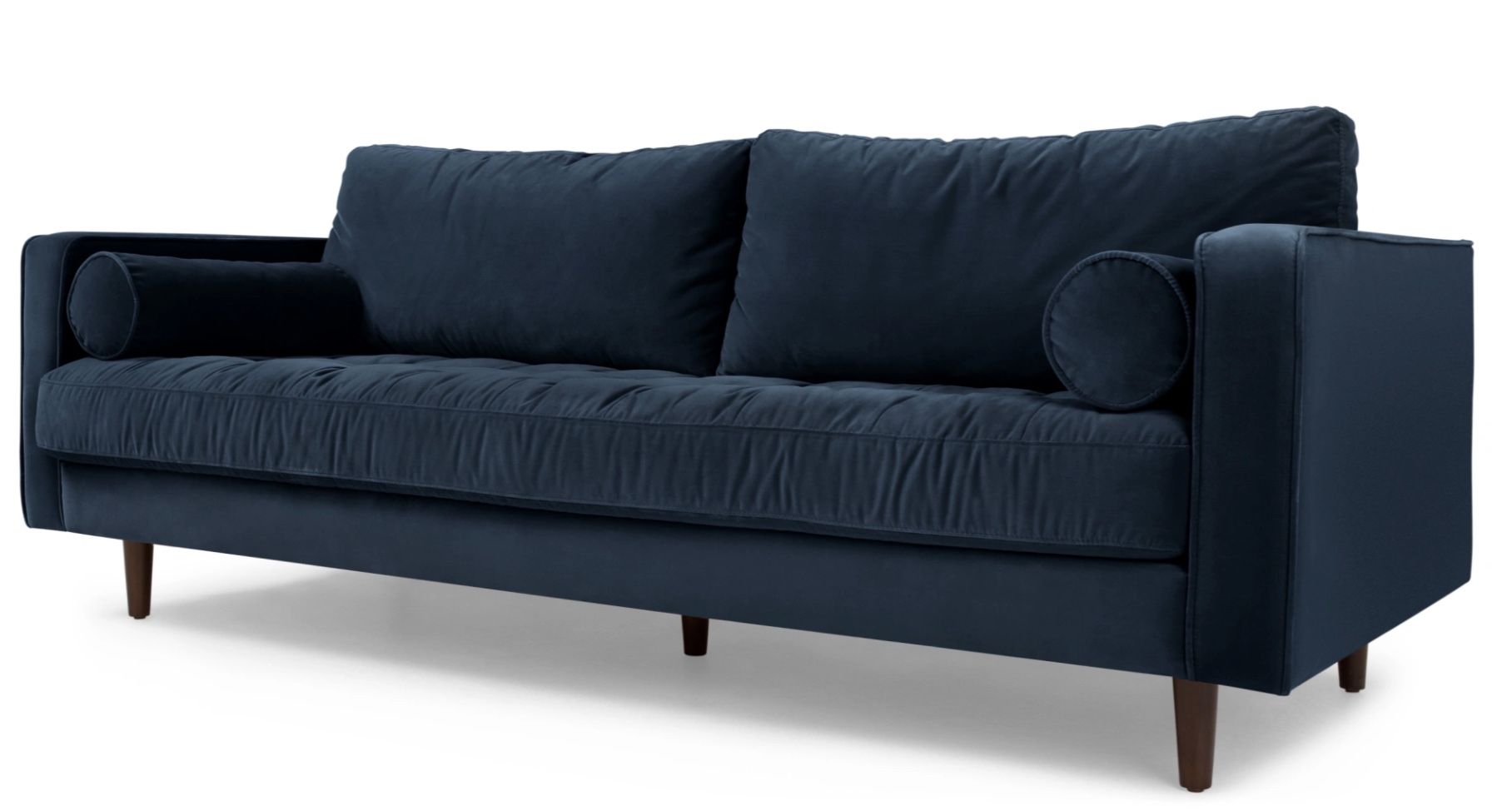 3 seater blue velvet sofa and ottoman