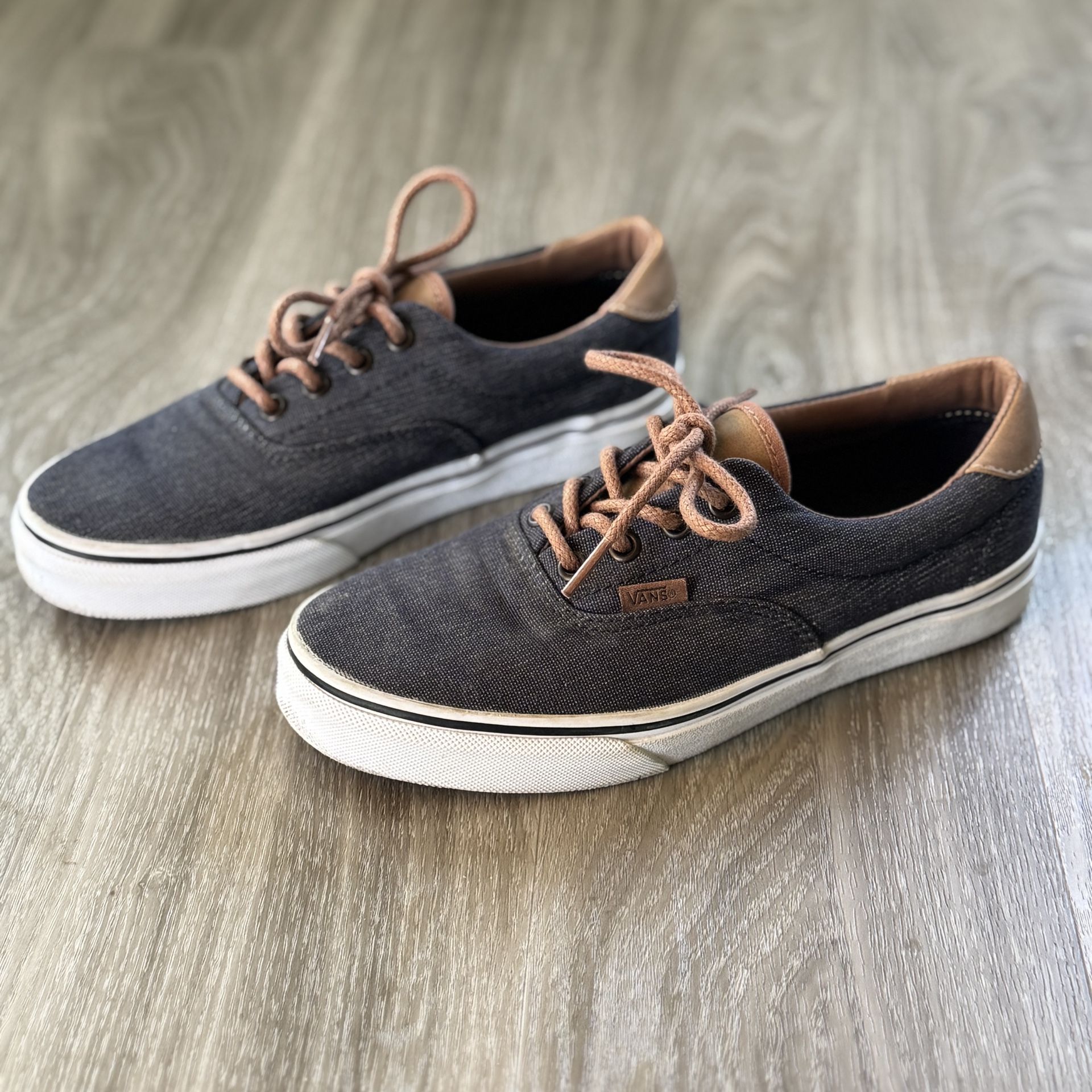 VANS Off The Wall Shoes Grey Canvas Chambray Skate Era 59 Sz W7 M5.5