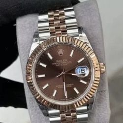 (300$)Rolex Datejust Two Tone Everose Chocolate Dial Jubilee Fluted Bezel
