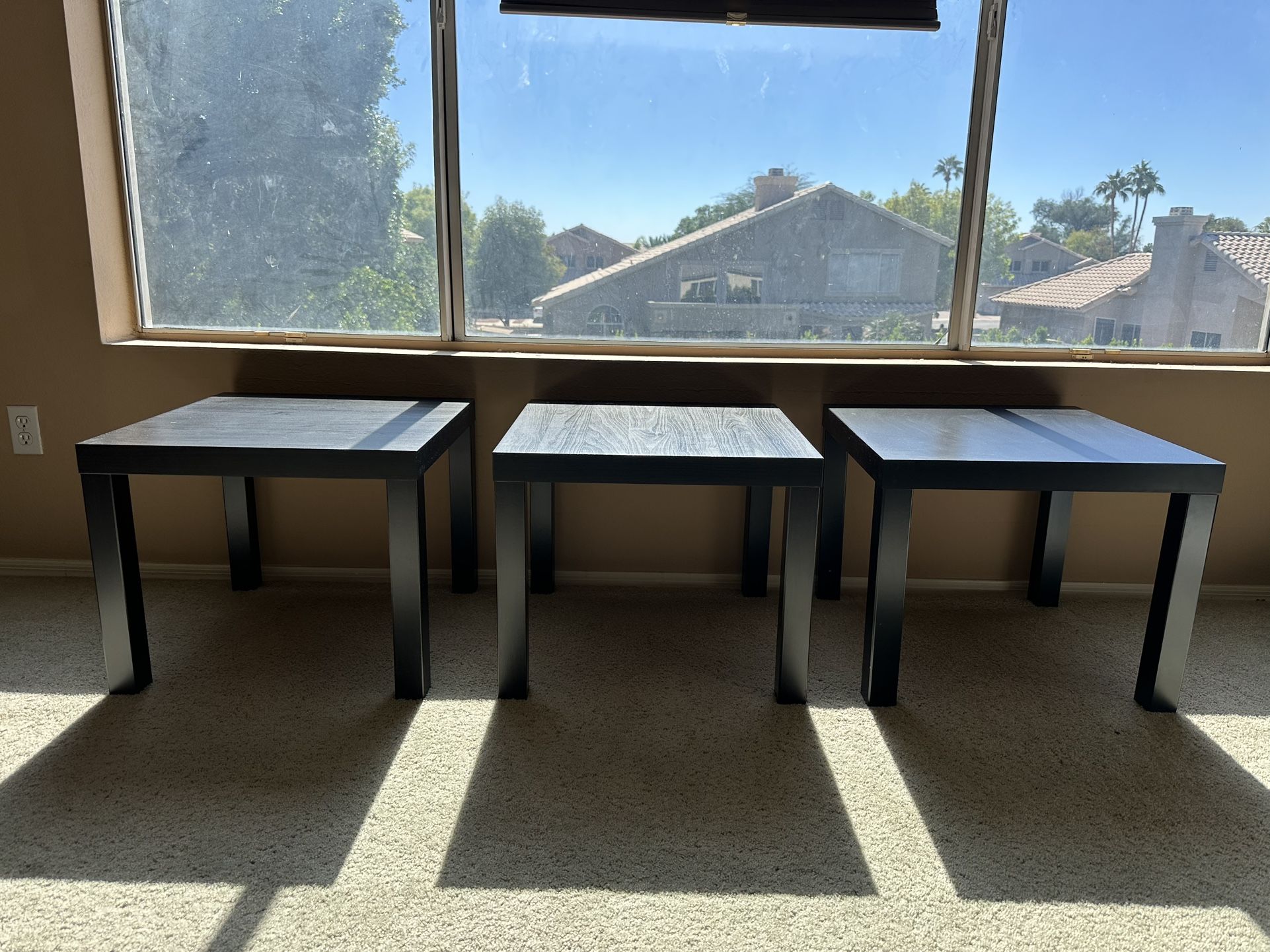 Set of 3 Modern Black End Tables – Great Condition + Free Delivery