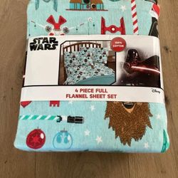 New Disney Star Wars Full Flannel Sheet Set