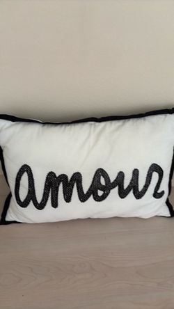 Amour Embroidered Decorative Throw Pillow