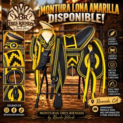 Yellow & Black Western Horse Saddle Set