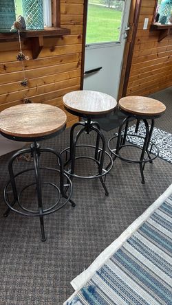Set of 3 Industrial Bar Stools