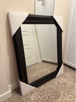Large Black Framed Beaded Wall Mirror