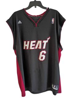 Lebron James Miami Heat Adidas Jersey Men's Size 2XL XXL Black & Red NBA