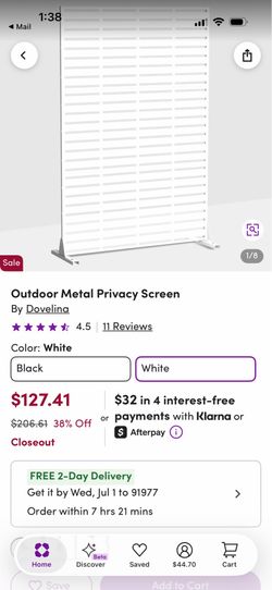 Privacy yard Screen  - White (2) new in box - 6' tall x4' wide