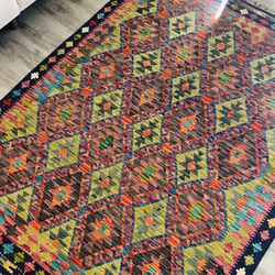 Beautiful 🤩 handmade BRAND NEW Huge MULTICOLOR Kilim 206 × 152 cm (6.8 × 5 ft) – Only $310!!