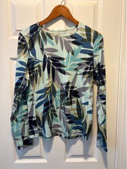 Hang Ten UPF 50+ Long Sleeve Palm Sun Shirt swimwear with zipper Pocket - women’s size M