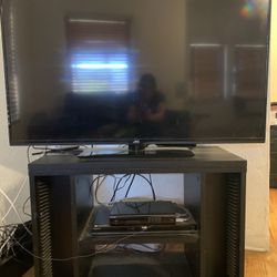 Black TV Stand + 42” JVC Flat Screen – Works Great  