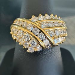 18k yellow gold 2.7CTW Natural Diamond Fashion Cocktail ring sz 8.5