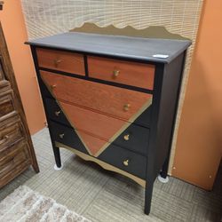 Black Red & Gold Custom Chest of Drawers