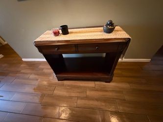 Dark Wood Console Table with Drawers