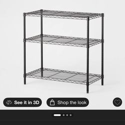 Black 3 tier wide wire shelving (disassembled)