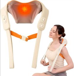 AIRSEE UpgradedCordless Shiatsu Neck Shoulder Massager with Heat,Beige. Box a little bit damage.