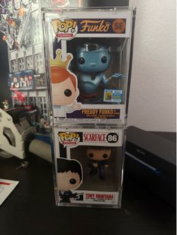 Tony Montana & freddy Funko as metallic genie Funko pops