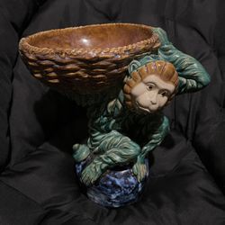 Rare 60’s Ceramic Majolica Monkey Statue