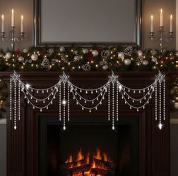 Yalikop 6 ft Crystal Tassel Garland Decoration Christmas Tree Ornament Christmas Party Favor Ornament Clear Acrylic Hanging for Xmas Table Wall Stair