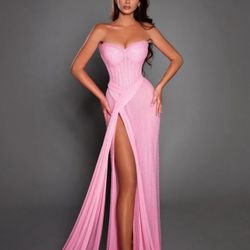 Elegant Pink Evening Gown 