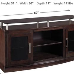 Sleek 60" Dark Espresso TV Stand with Floating Glass Top & Storage