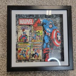 VINTAGE 90S STYLE MARVEL CAPITAN AMERICA "COMIC BOOKS" WALL ART