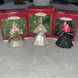 3 Barbie Doll Christmas Ornaments 