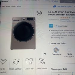 Samsung 7.5cu.ft Smart Gas Dryer (Brand New)