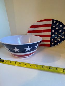Flag Serving Bowl & Platter - thick washable plastic