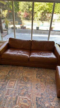 Leather Sofa + Matching Ottoman — $1,000 for Both