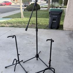 Guitar Stands + Gator Microphone Stand Bundle