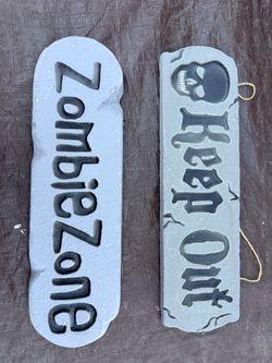 Halloween Zombie Zone and Keep Out Signs Set