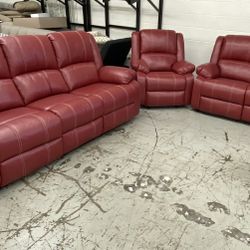 New Red Recliner Sofa Set (Finance and Delivery)