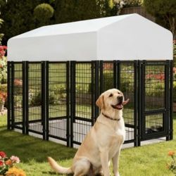 ORANLAND 7.8x4x5FT Outdoor Dog Kennel for Large Dogs Extra Heavy-Duty Welded Wire Playpen with Lockable Door Waterproof Roof UV-Resistant Anti-Rust Co