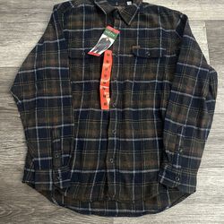 Men’s Orvis Flannel Blue Brown Size Medium Nwt