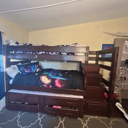 Twin Size Bunk Bed With Trundle (frame Only)