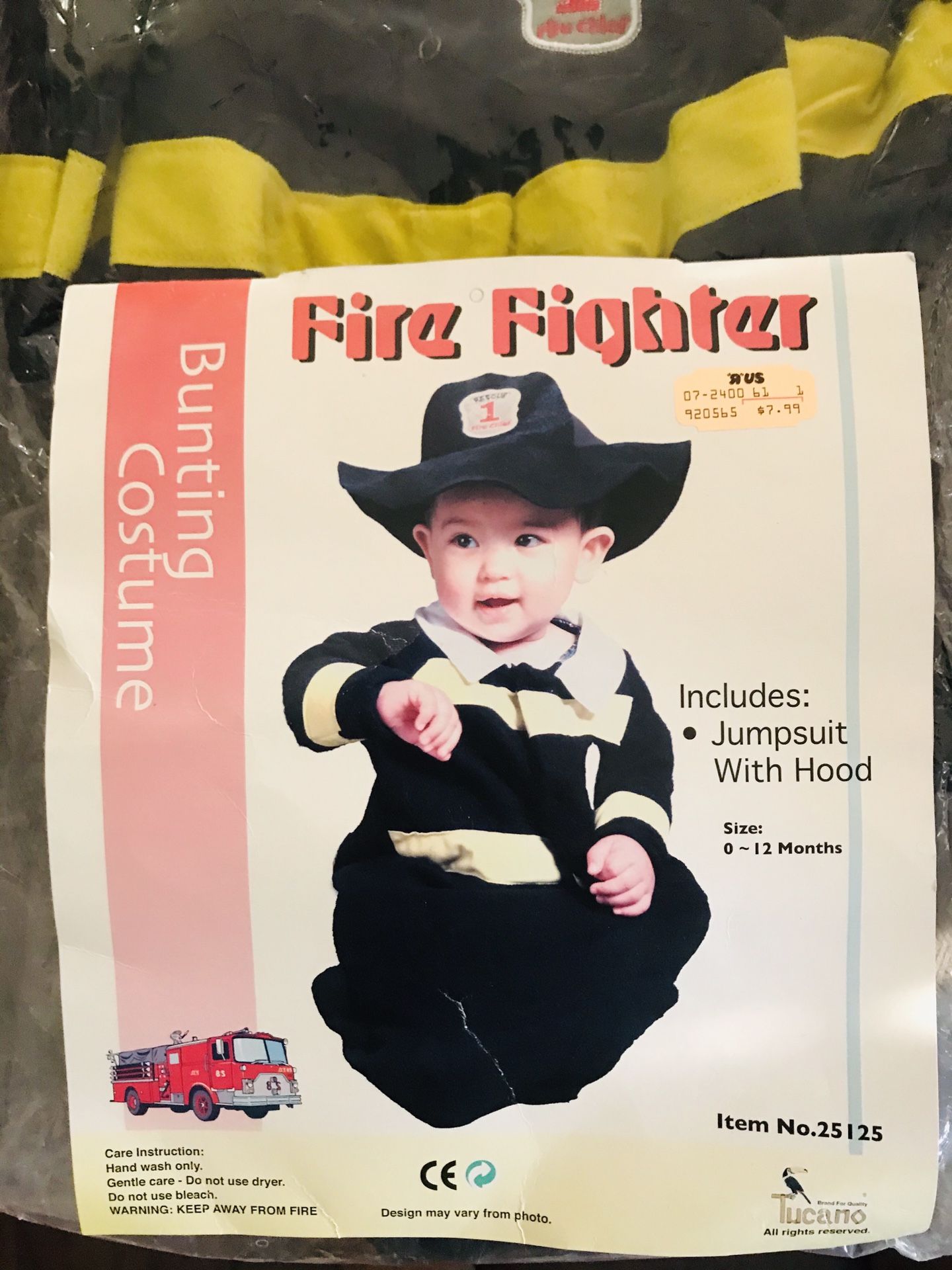 Fire fighter costume 0-12 months $7 disfraz bombero 0-12 meses $7