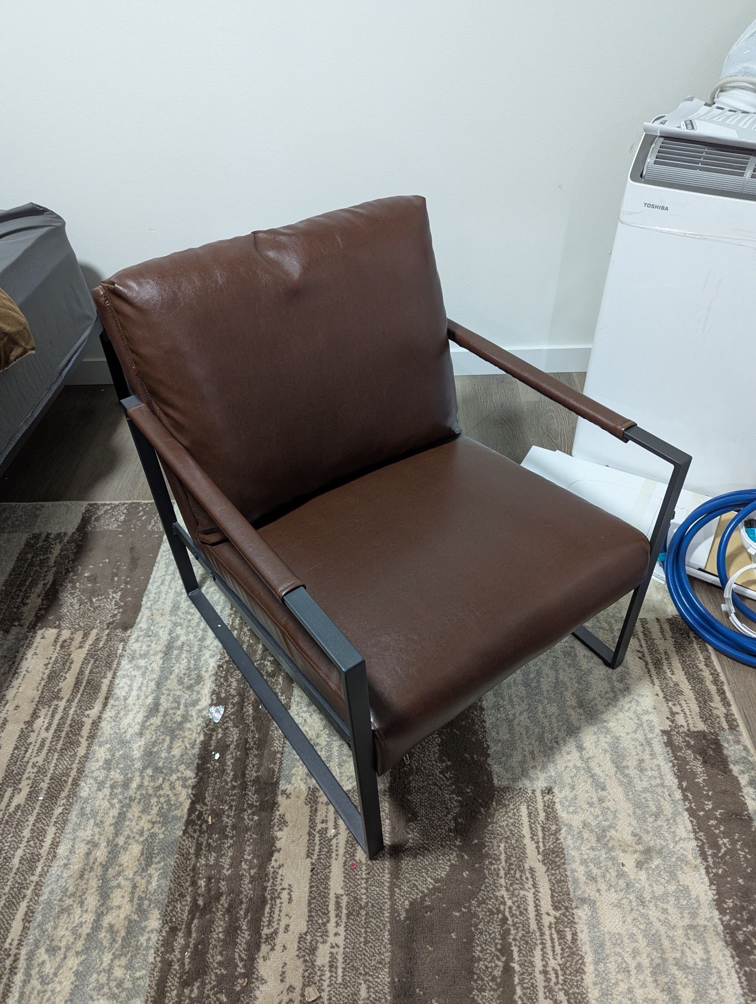 Leather And Metal Occasional Chair