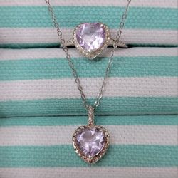 Heart Cut Pink Amethyst Gemstone Set