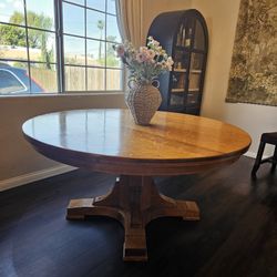 6ft Round Wood Antique Table.