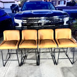 Set Of 4, 26” Modern Faux Leather Counter Height Stools